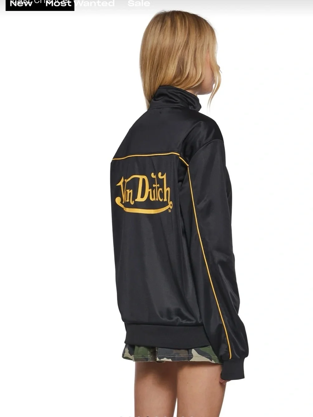 Von Dutch Black Jacket with Yellow Logo Piping - Picture 5 of 7